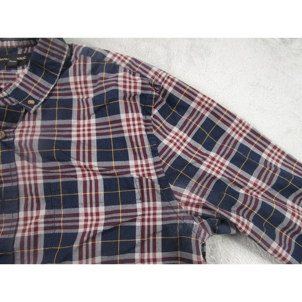 Banana Republic Shirt Mens‎ Large Blue Plaid Button Down Long Sleeve Preppy